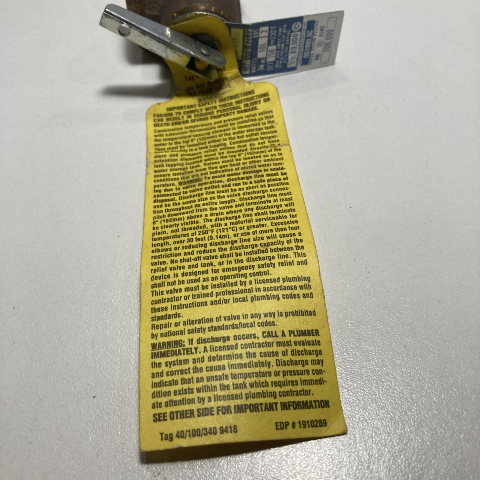Watts Regulator M7 STD.Z21.22 3/4in Relief Valve 150PSI 210F