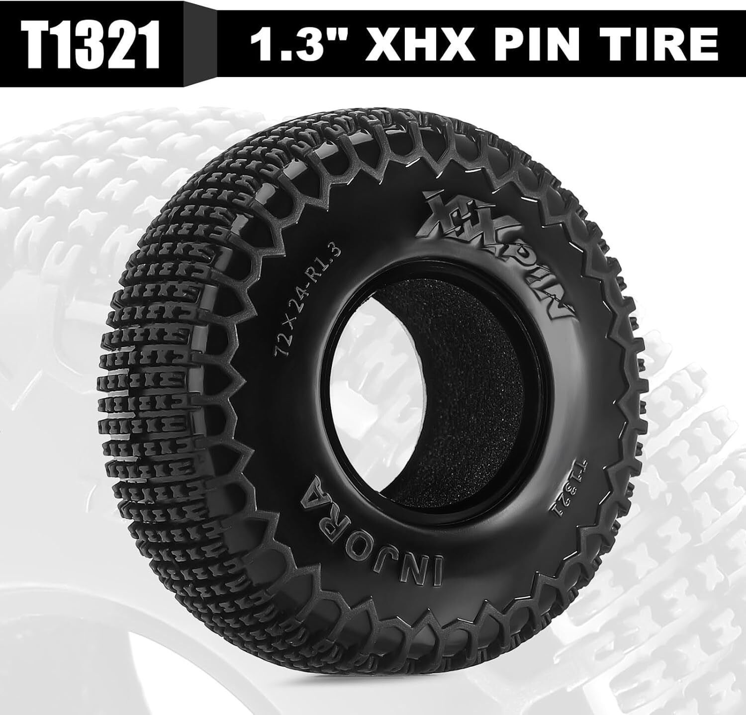 1.3″ XHX Pin Tires for Trx4M SCX24, 72 * 24Mm, S5 Compound, 4Pcs