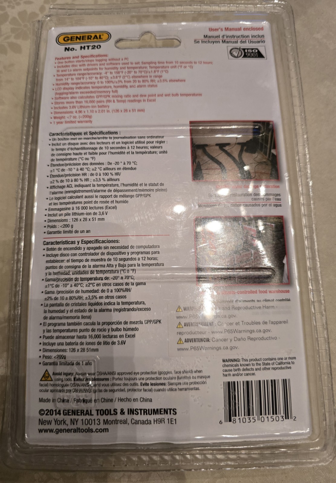 General Tools Ht20 Temperature/Rh/Gpp/Wet Bulb Data Logger