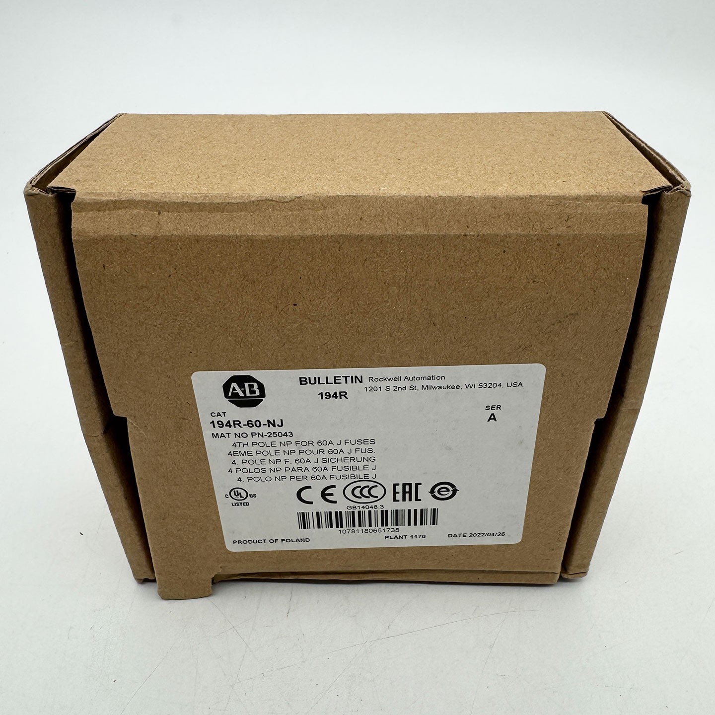 194R-60-NJ 194R 60 Ampere 4th Power Pole Module New Original 194R60NJ