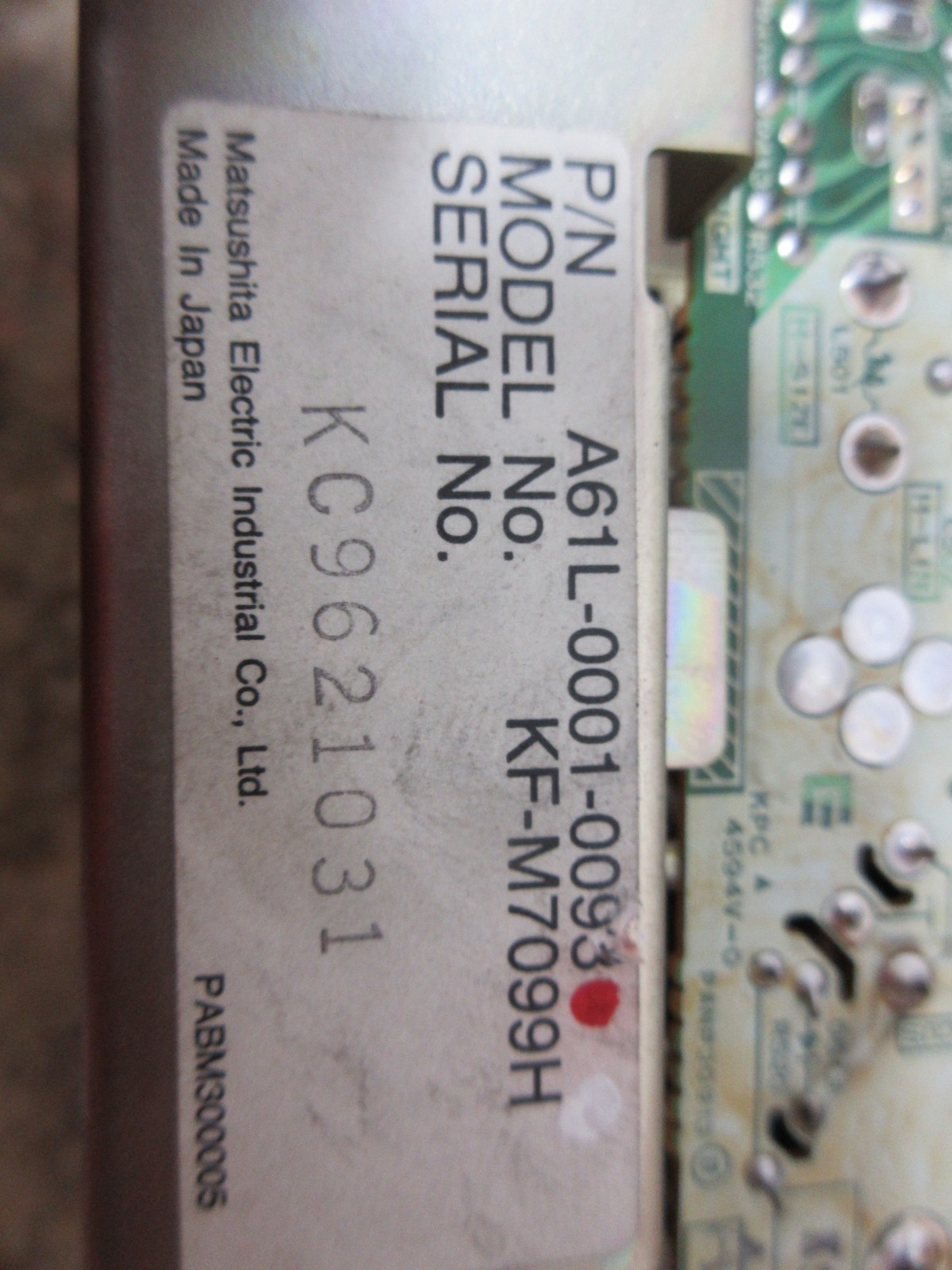 MATSUSHITA MONITOR LCD DISPLAY A61L-0001-0093 KM-MR099H