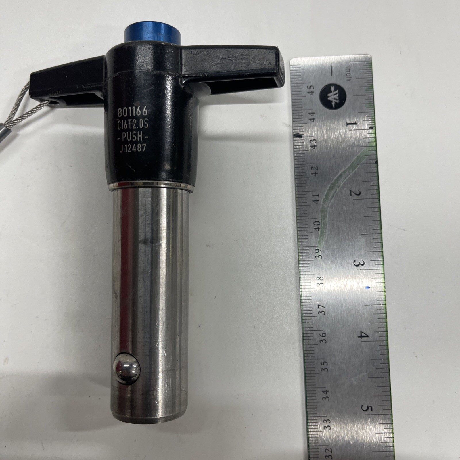 Jergens 801166 KLP 1” T-Handle Push Button Release Pin. Excellent Condition