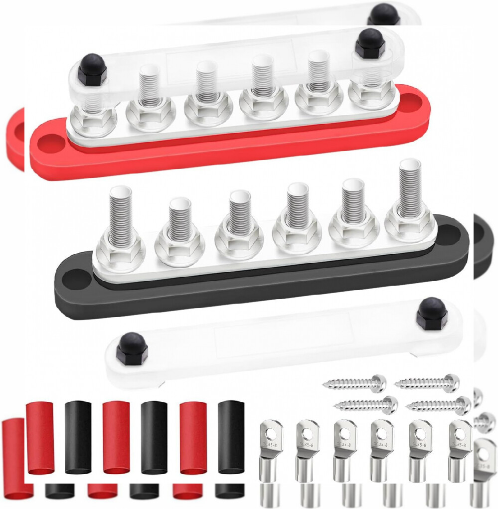 250A Bus Bar 12V Marine 6 x 5/16″ (M8) Terminal Studs 6 x
