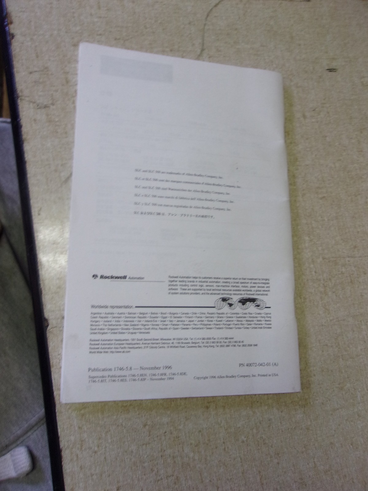 NEW Allen Bradley SLC 500 Modular Chassis Installation Instructions 40072-042-01