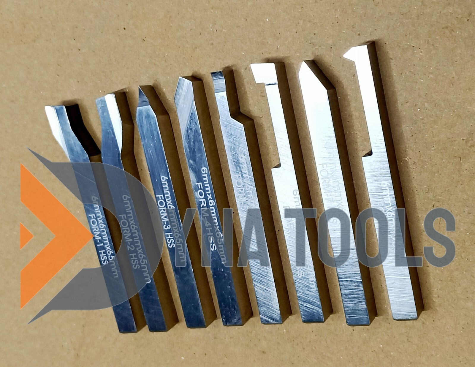 6mm x 65mm HSS Lathe Form Tools Set Of 8 Pieces Square Shank Pre-Formed Tools