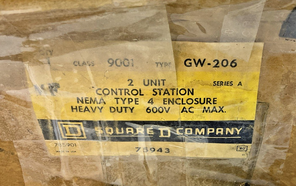 SQUARE D 9001 GW-206 CONTROL STATION SER.A 600VAC