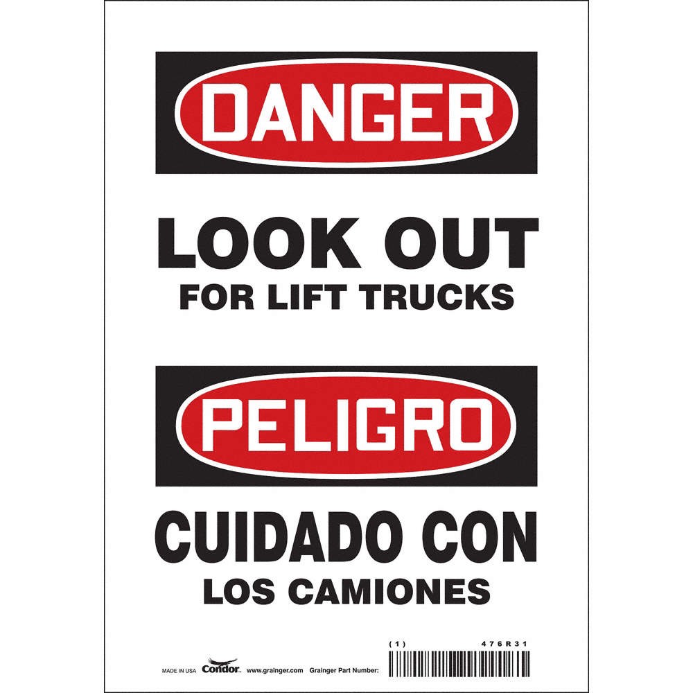 CONDOR Safety Sign,10 in x 7 in,Vinyl 476R31