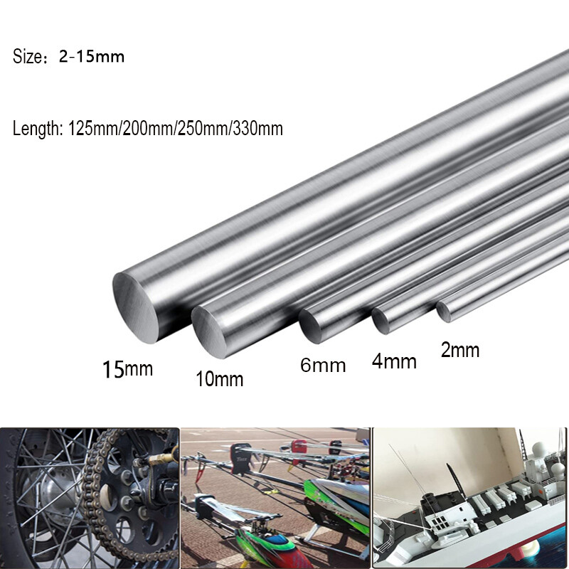 Stainlesss Steel Solids Round Bar Rod Shaft Milling-125-330mm Long-Multi Sizes