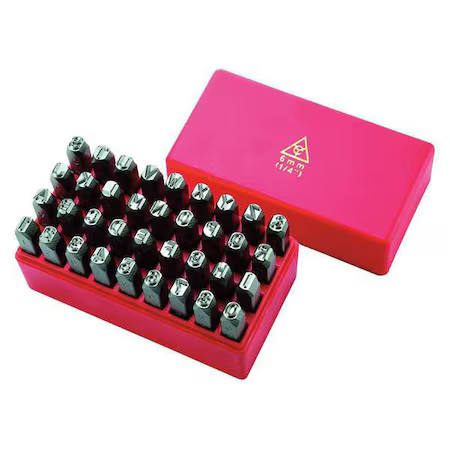 Zoro Select 1F116 Hand Stamp Kit, Letter/Number Set, 1F116