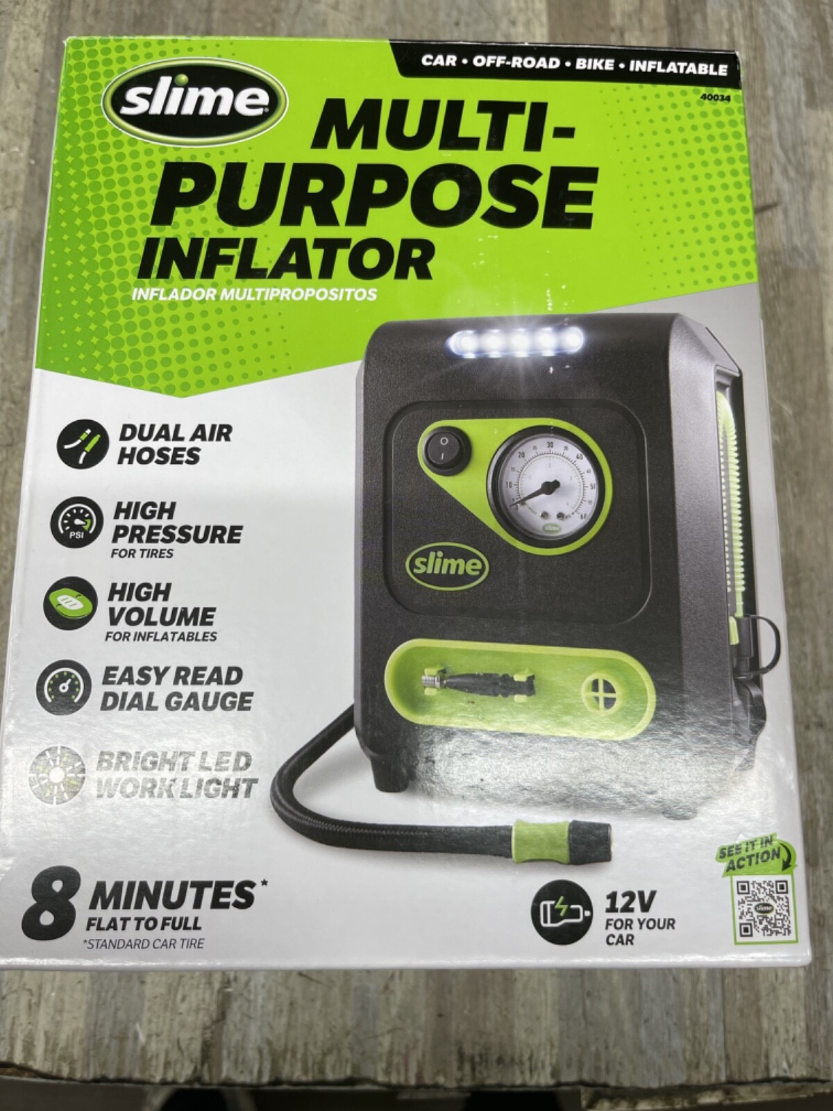 Slime 40034 12-Volt Tire Inflator,150 PsiREV101922ART NEW SEALED