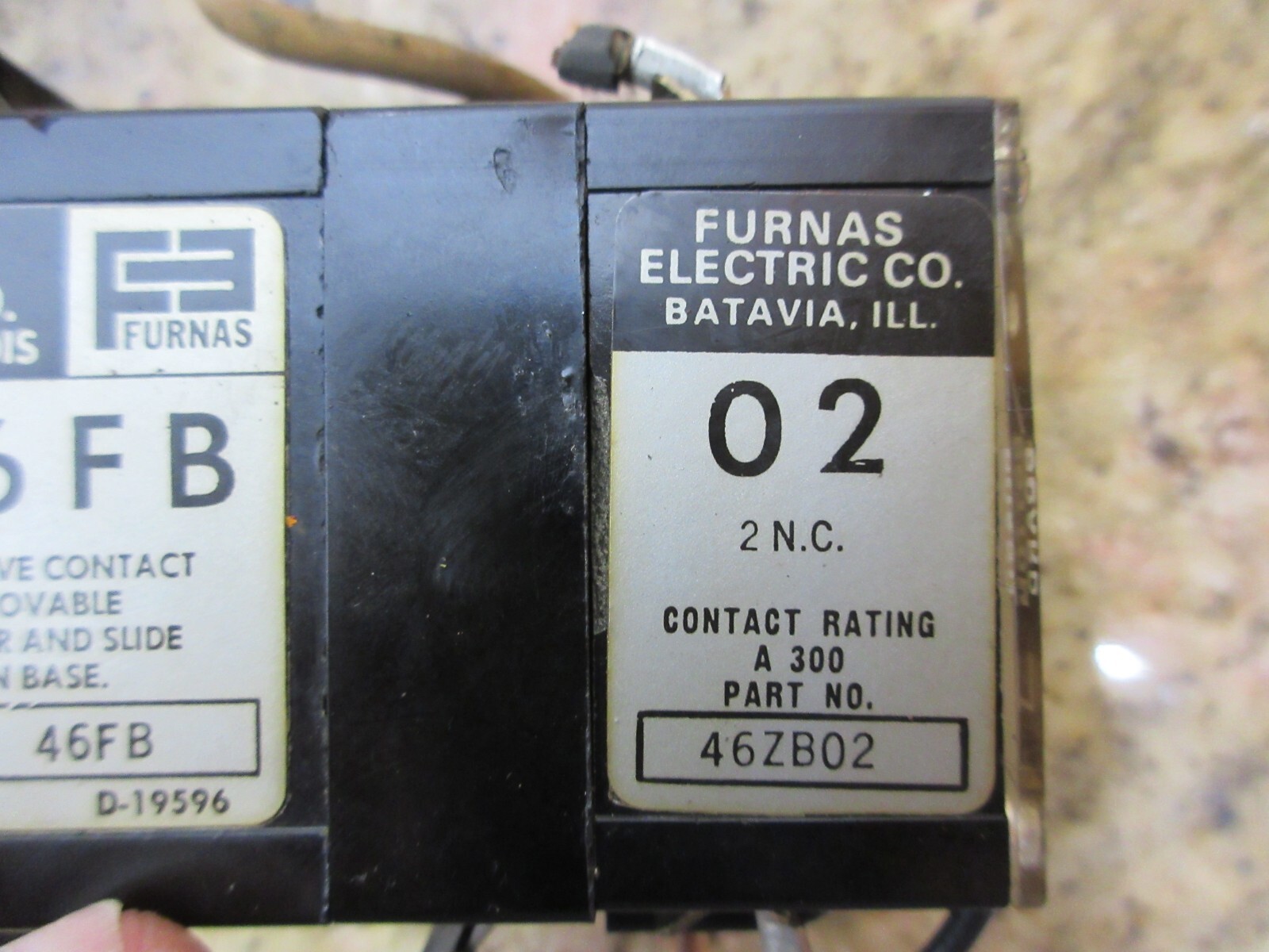 FURNAS ELECTRIC 46FB D-19596 46ZB02 A300 N-3042 75D52516F 2260-32 CONTACTOR