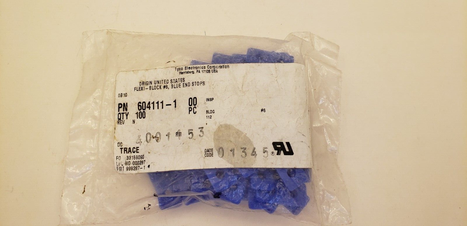 TYCO ELECTRONICS 604111-1 FLEXI-BLOCK CUT AWAY TERMINAL BLOCK SYSTEM QTY 100 NIB