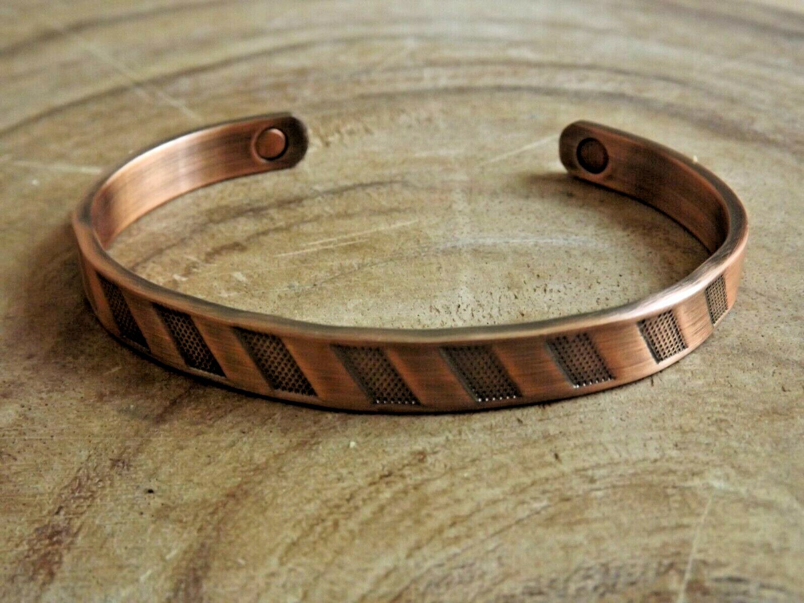 Oxidized Pure Copper Magnetic Bracelet Arthritis Energy Adjustable Cuff