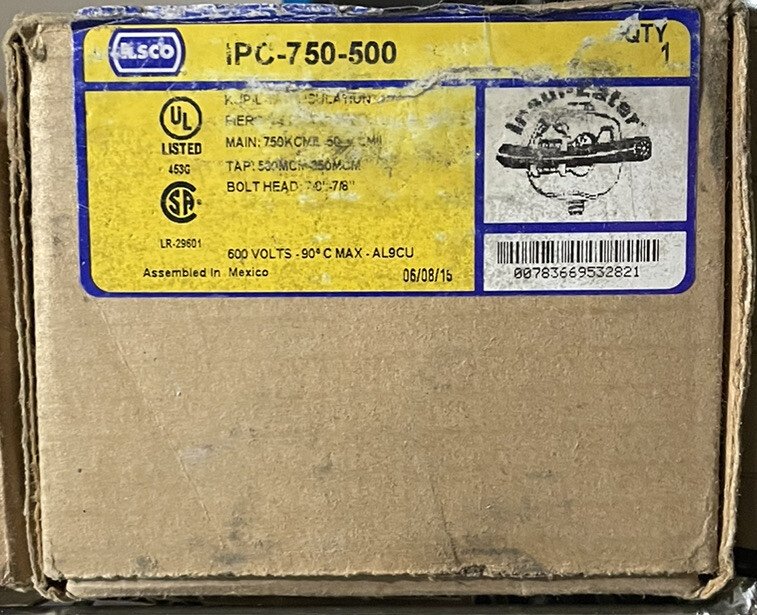 ILSCO IPC-750-500 600V Bolt Head 7/8″ X 7/8″