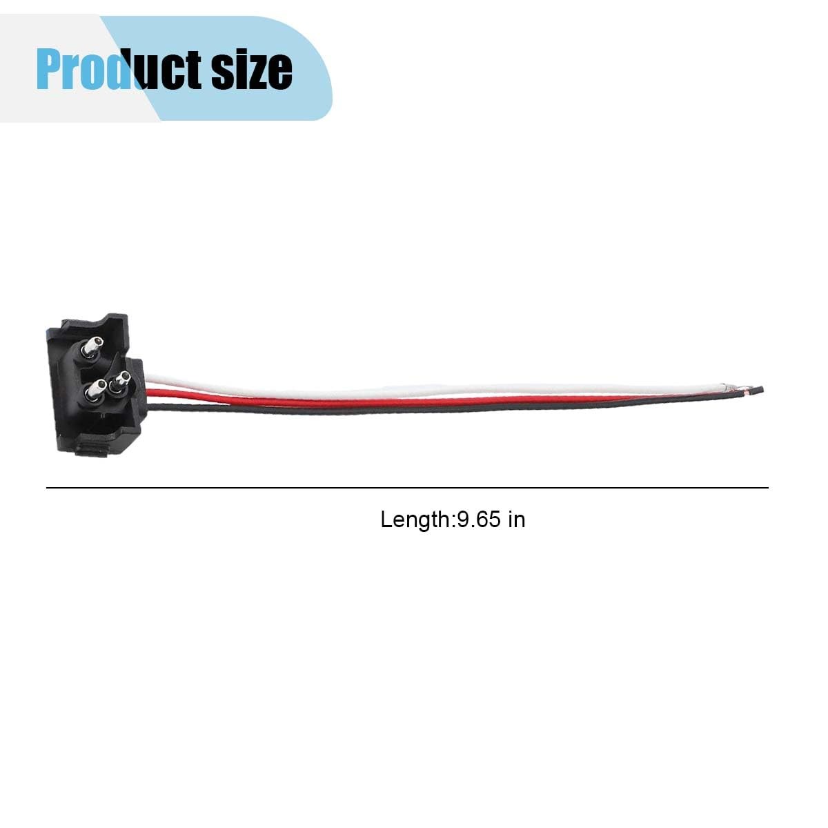 4PCS 3 Pin Truck Trailer Light Connector, 3 Prong 9.65 inch, Black+Red+White