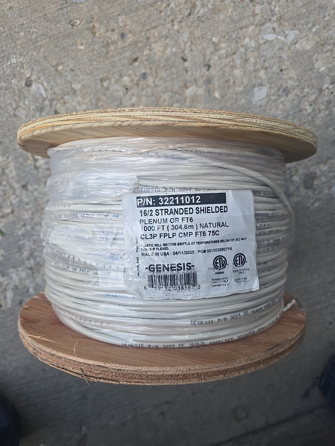 50ft 16/2 Genesis Shielded Cable. CL3P FPLP CMP 32211012