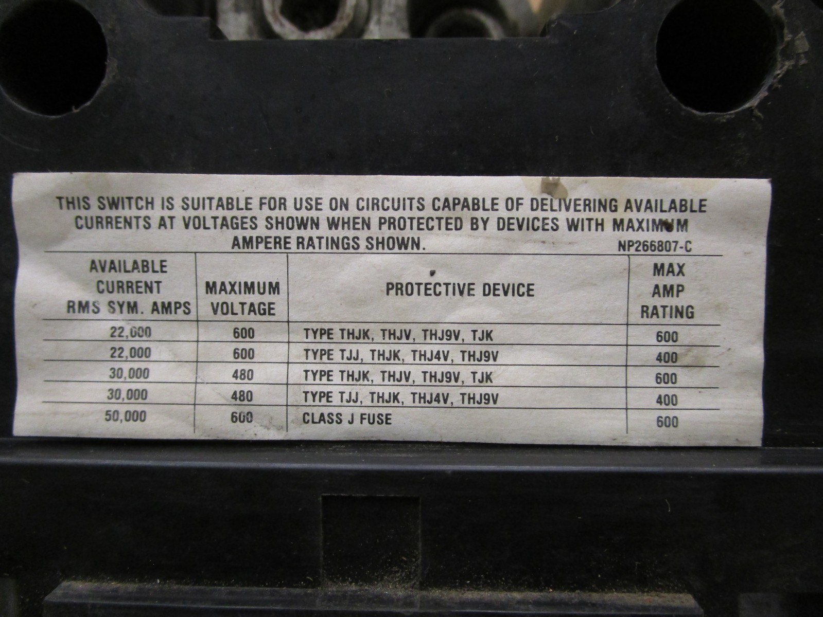 General Electric TJK636Y600 600A 3 Pole 600VAC Molded Case Switch 51597LR