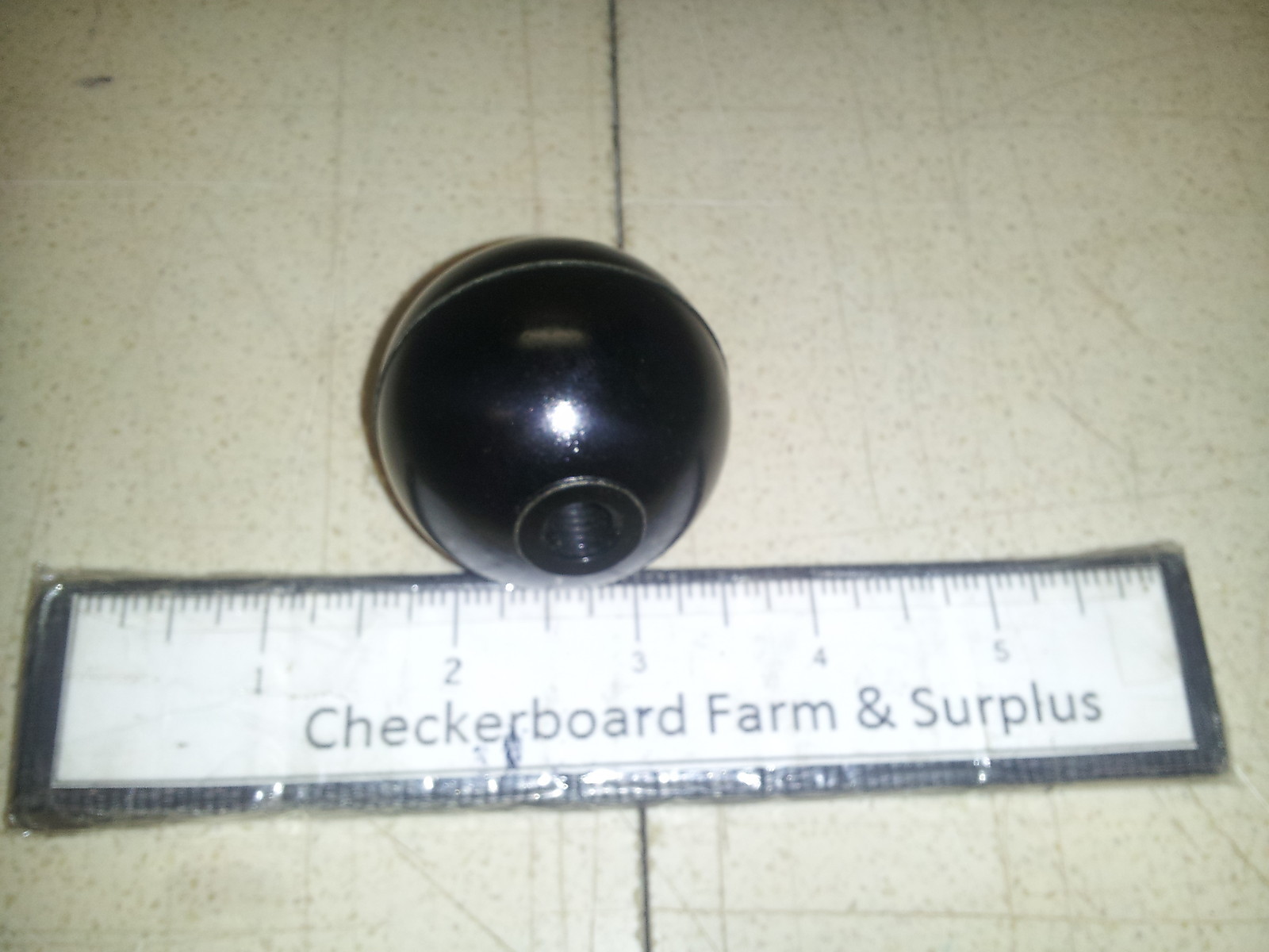 NOS Black Plastic 1.75″ Ball Knob 3/8″-16 Receptacle Screw-On Kurz-Kasch S446-3
