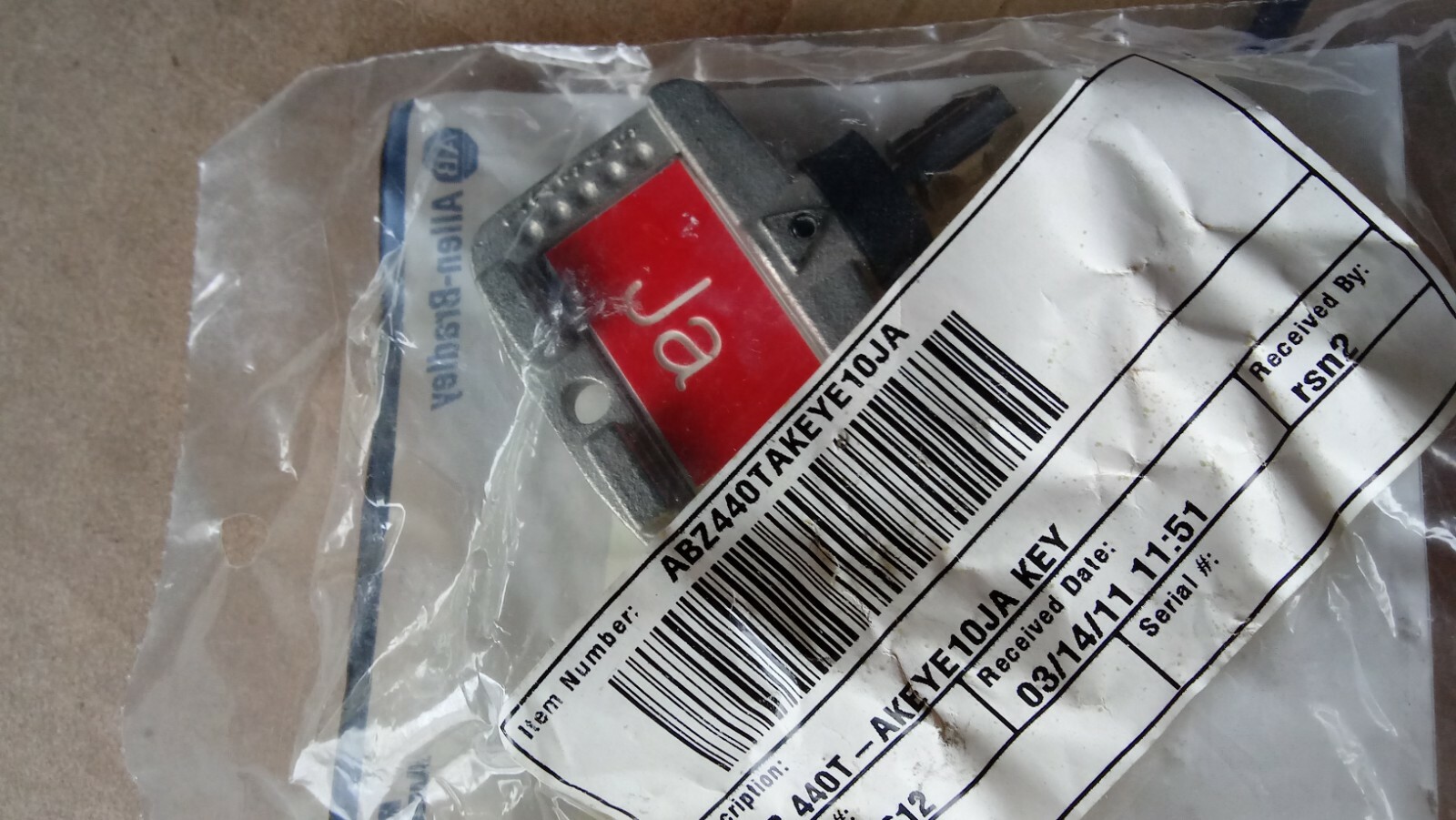 New Allen Bradley 440T-AKEYE10JA “Ja” Interlock Key – KEY ONLY