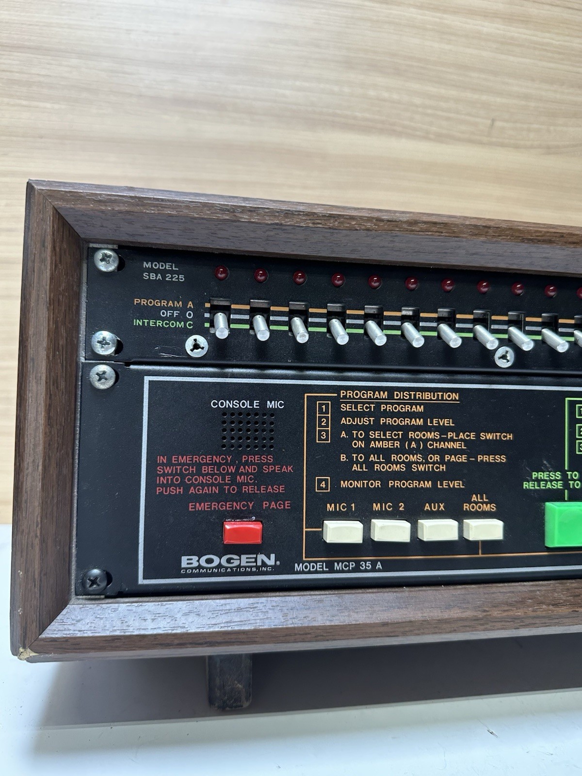 BOGEN SBA 225 Master Control Console with MCP 35A Intercom System (UNTESTED)
