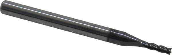 Square End Mill: 1/16” Dia, 1/4” LOC, 1/8” Shank, 1-1/2” OAL, 4 Flutes,