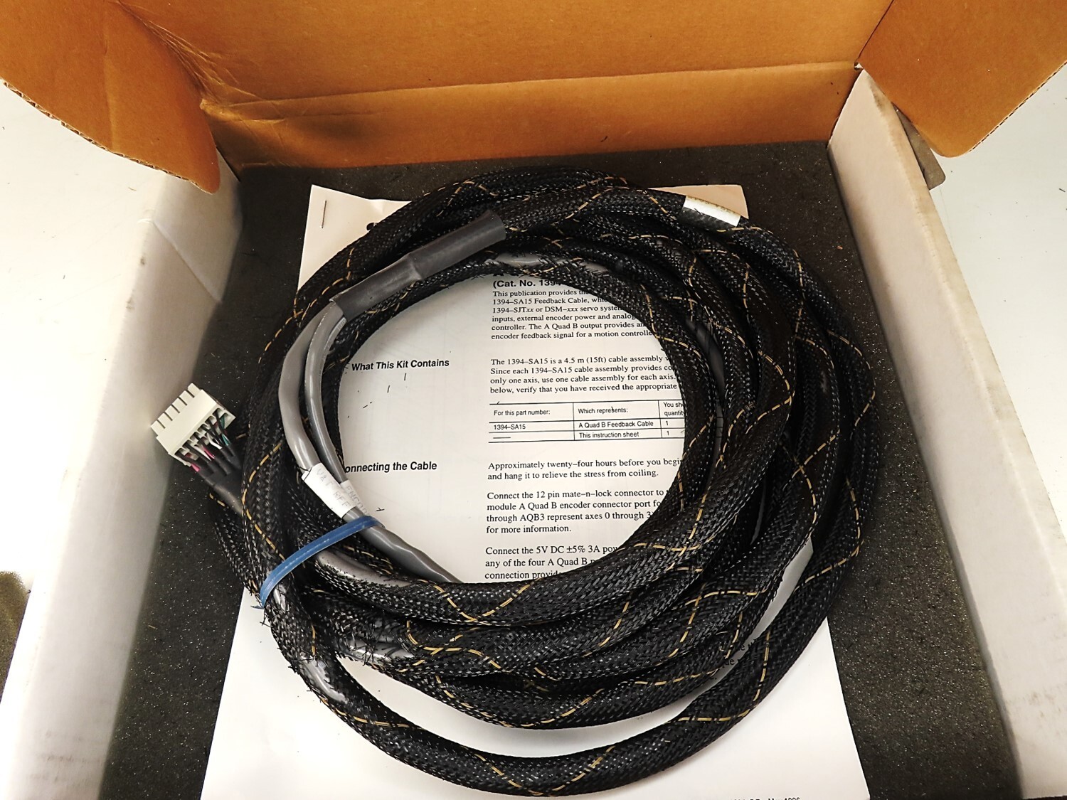 Allen Bradley 1394-SA15 Servo AQB Controller Cable 15′ (see dscp) NEW IN BOX