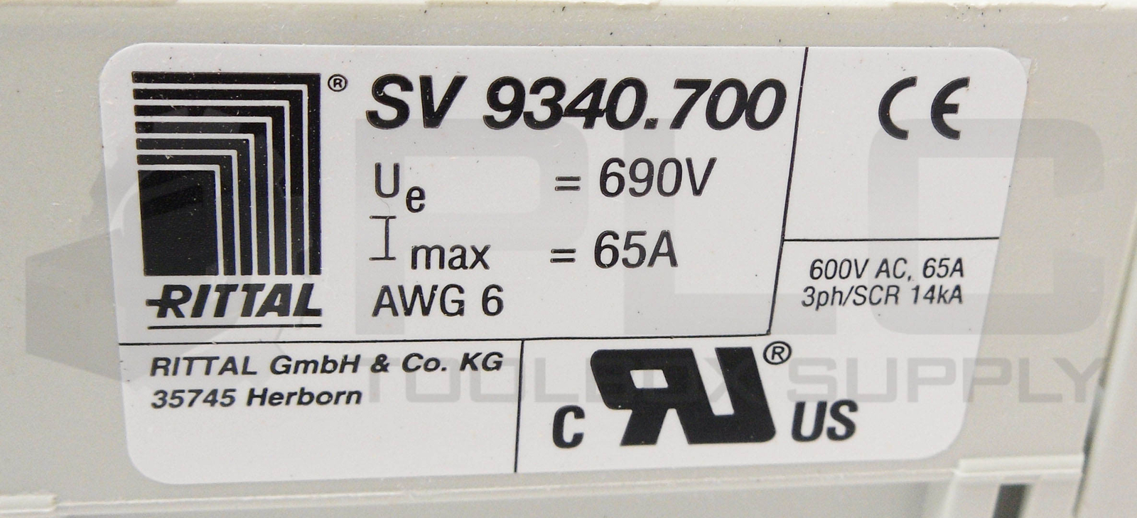 NEW RITTAL SV 9340.700 SV OM-ADAPTER 600VAC 65A 3PH