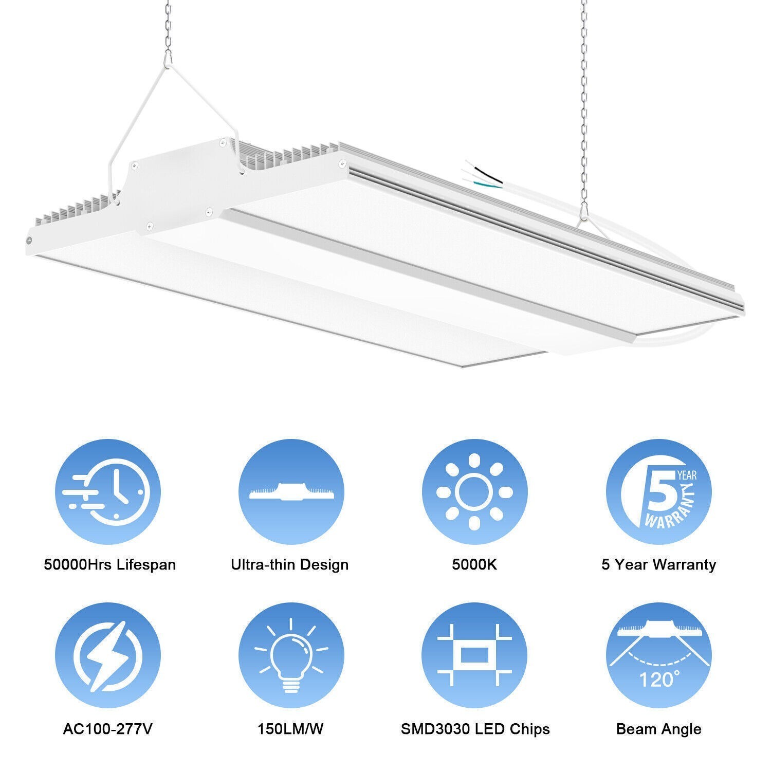 300W LED Linear High Bay Shop Light 45,000LM Warehouse Garage Fixture 5000K
