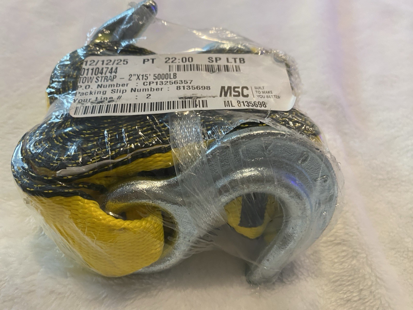 Erickson Manufacturing 51002 S-Hook Polyester Tow Strap, 15′ Long, 5,000 Lb Cap