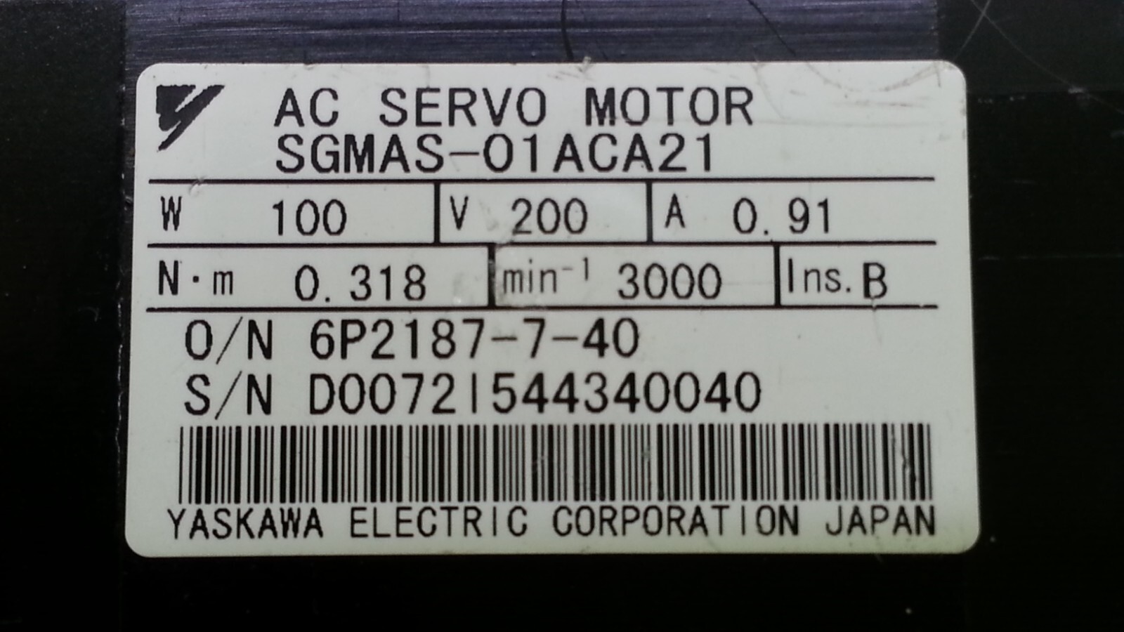 11688) [USED] YASKAWA SGMAS-01ACA21