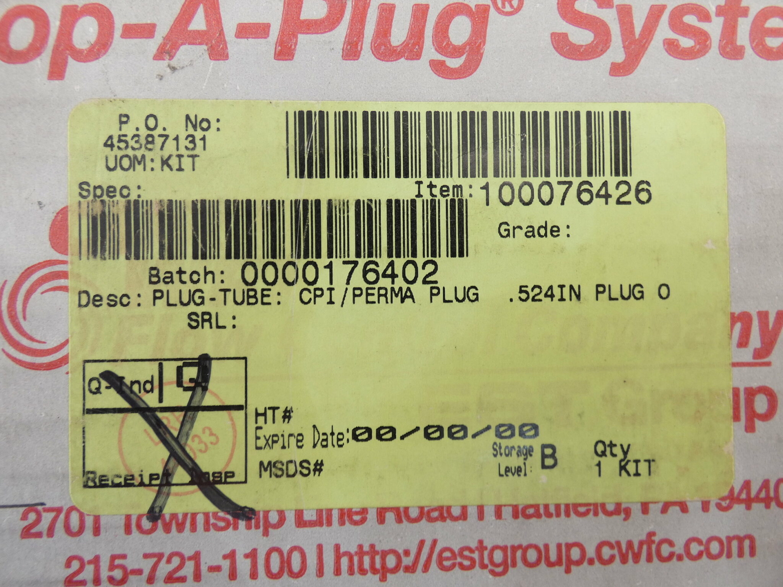 *Box of 10* Curtiss-Wright V-524-H-QA Pop-A-Plug 0.525″ – 0.585″ CPI Perma Pl…