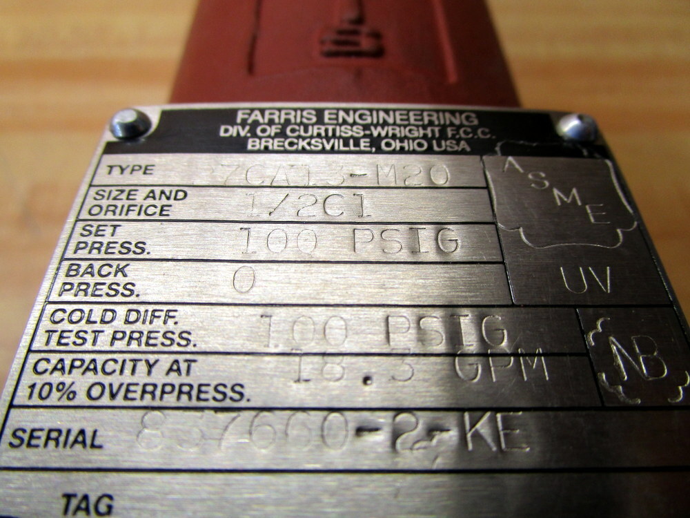 Farris Engineering 27CA13M20 Pressure Relief Valve