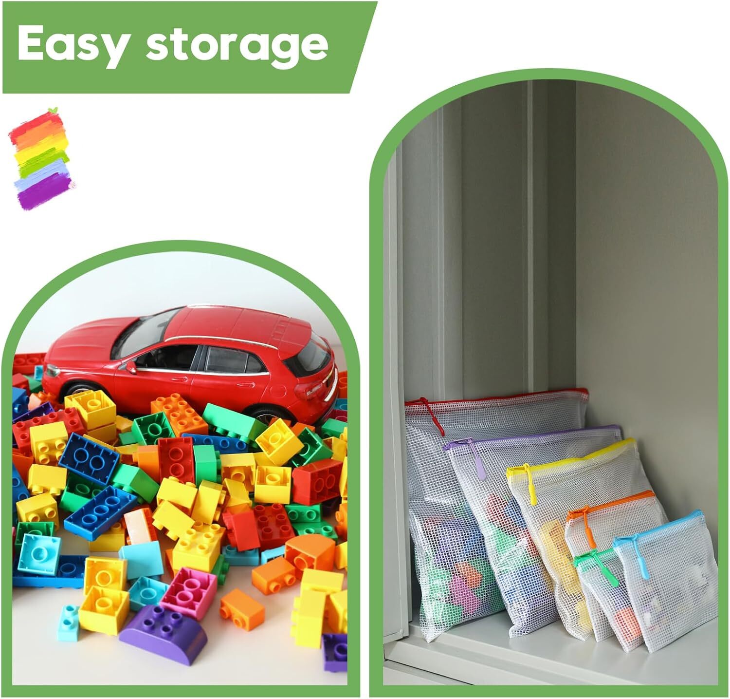 15pcs Mesh Zipper Pouch for rainbow 8size, 8 Color 8 Sizes 15 Pcs
