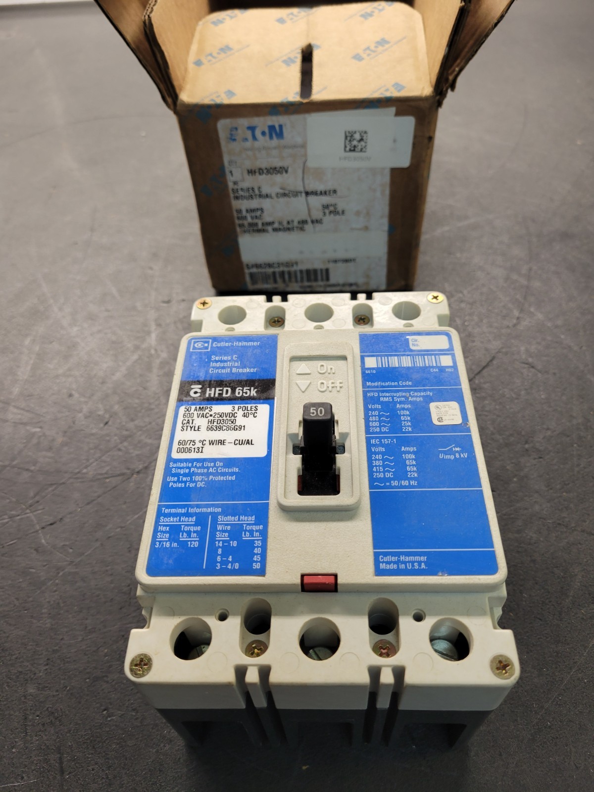 Eaton HFD3050V Circuit Breaker.