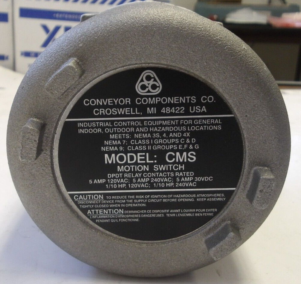 CONVEYOR COMPONENTS CAT NO: CMS MOTION SWITCH 5A 120VAC 1/10HP