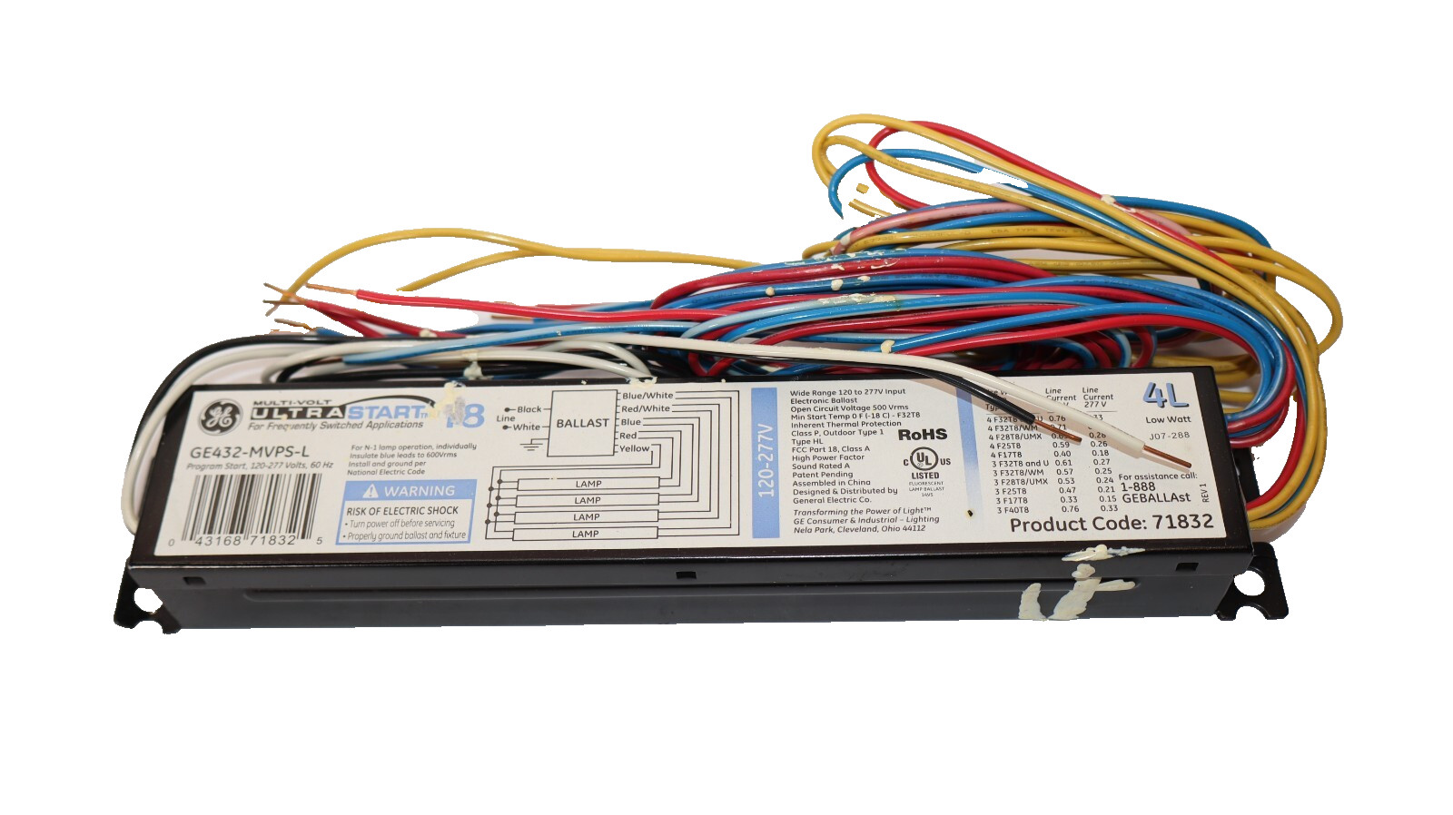 (NEW) GE / GENERAL ELECTRIC GE432-MVPS-L , GE432MVPSL Multi-Volt Ballast