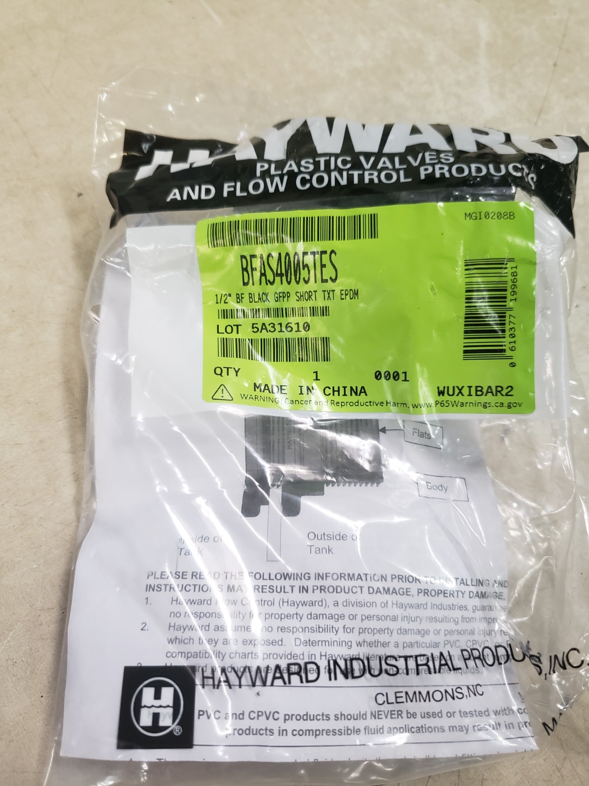 Hayward BFA4005TES Bulkhead Fitting 1/2″