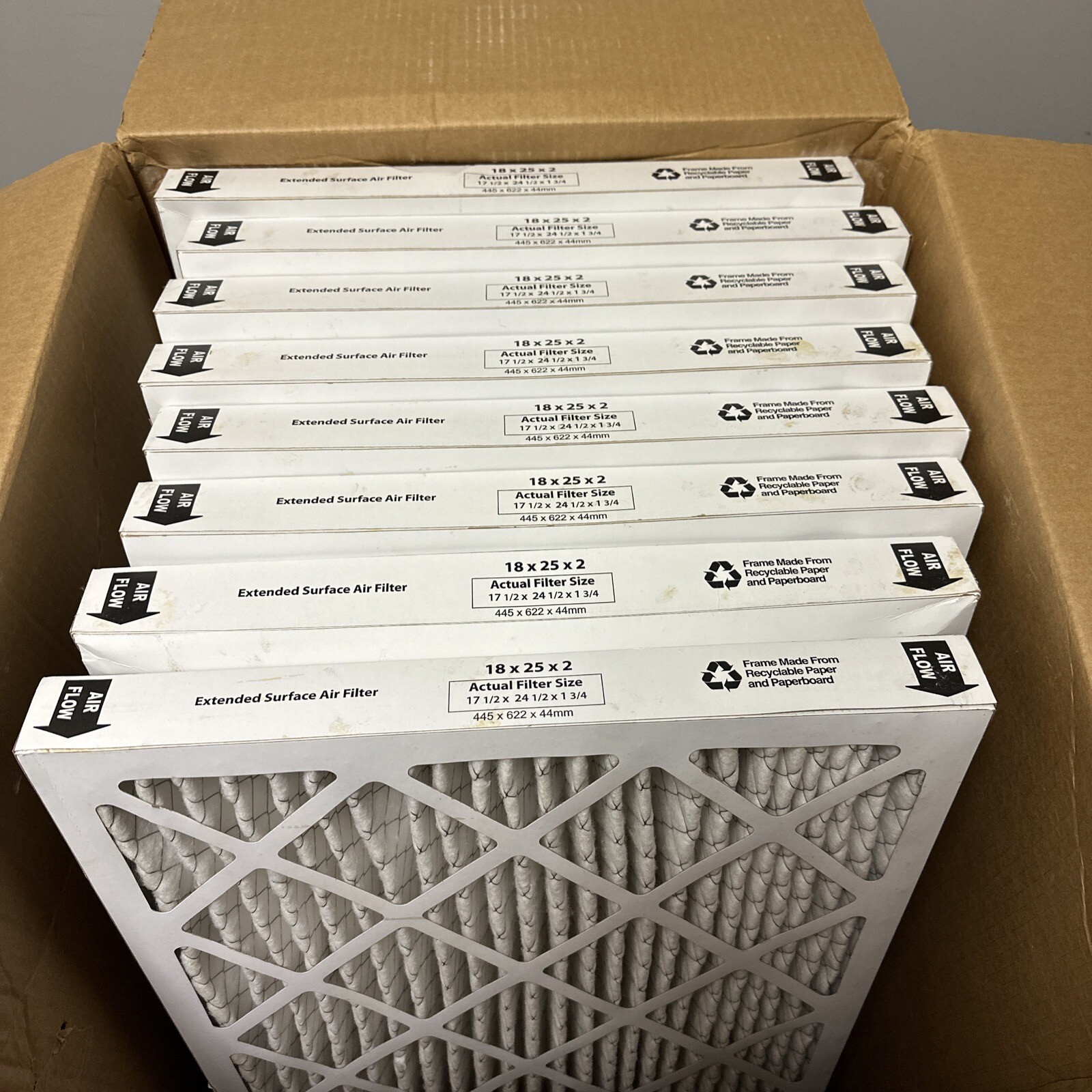 Airguard Filter,DP13-STD2-285 18X25X2,Air Filter Box of 8