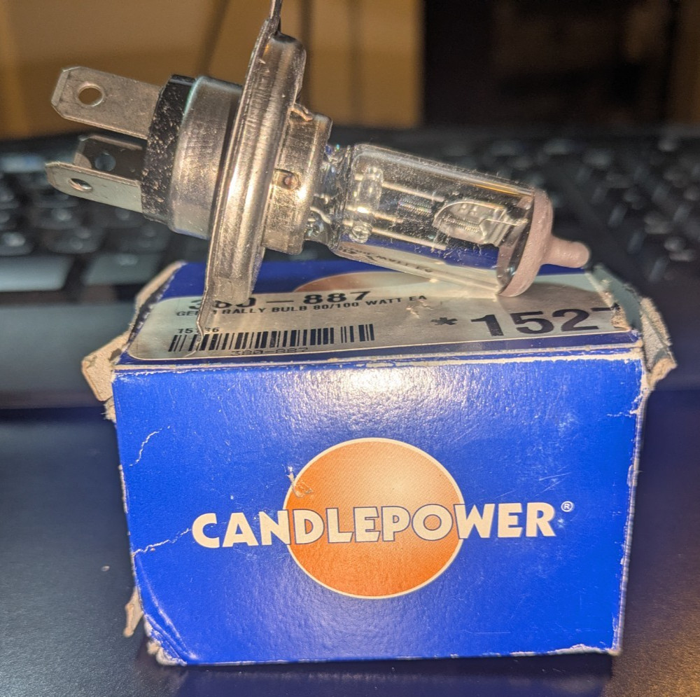 Candlepower H4 Bright Halogen Bulb 100/80W P43T-38 R37 4840 NEW MOTORCYCLE
