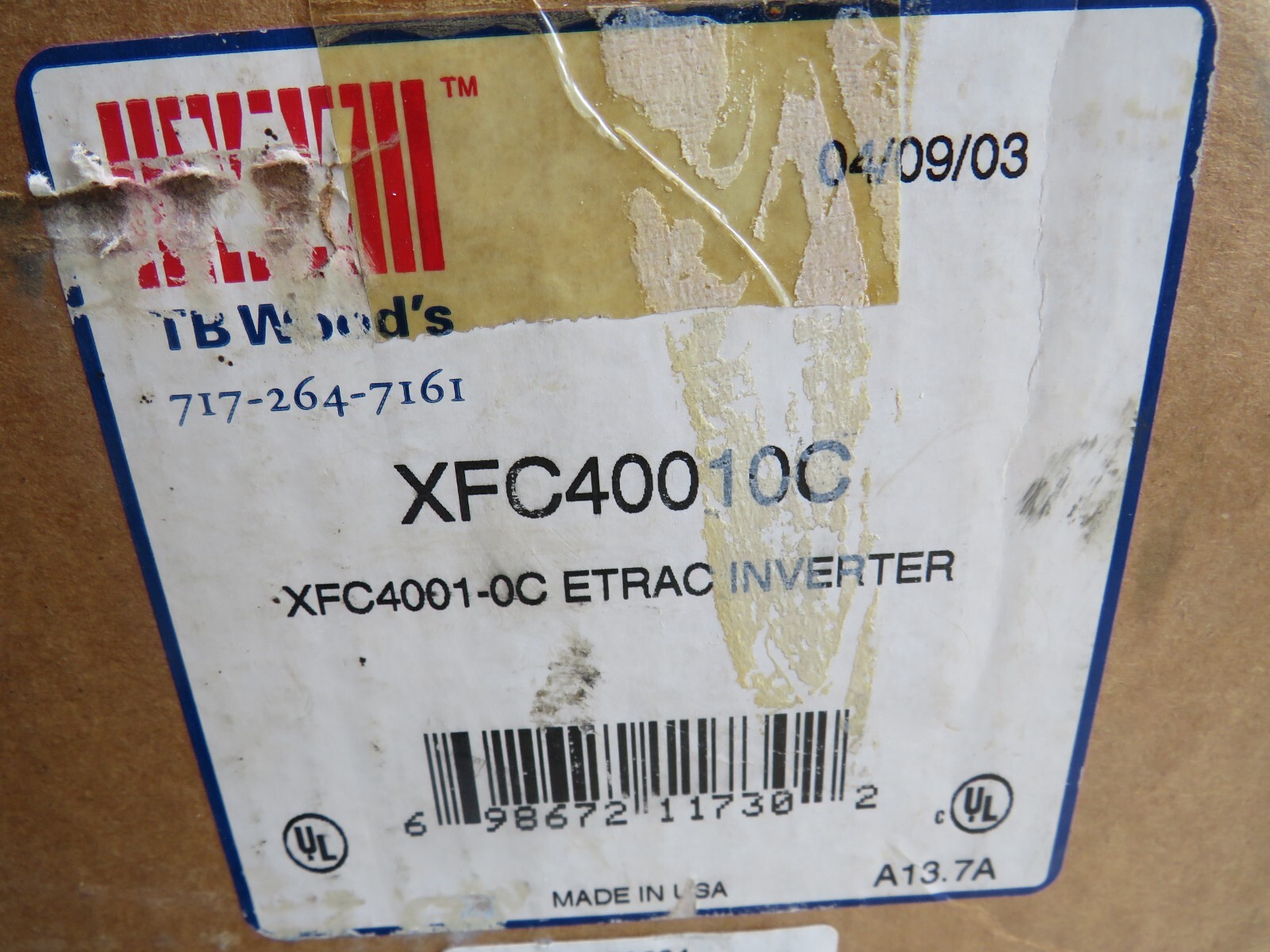 TB Woods XFC4001-0C E-TRAC Inverter XFC40010C
