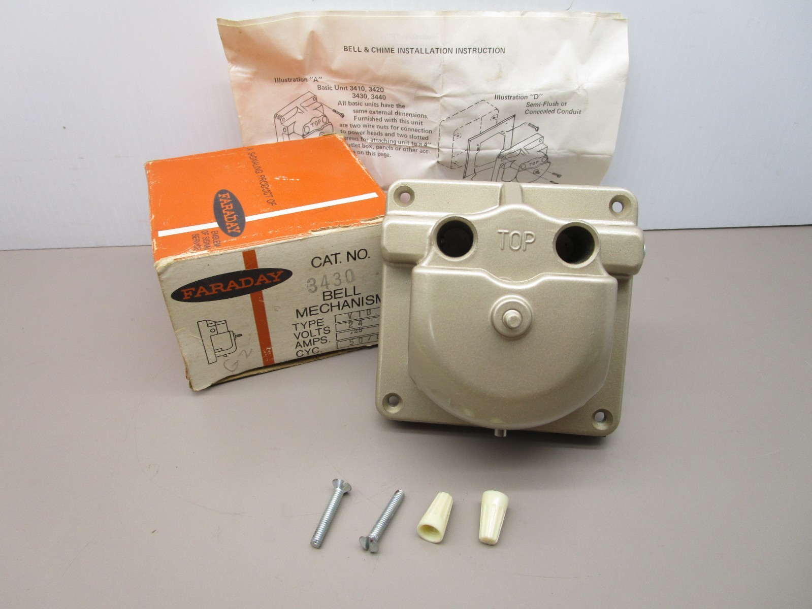 Faraday 3430 Bell Mechanism Type VIB 24v .25 Amps New Old Stock