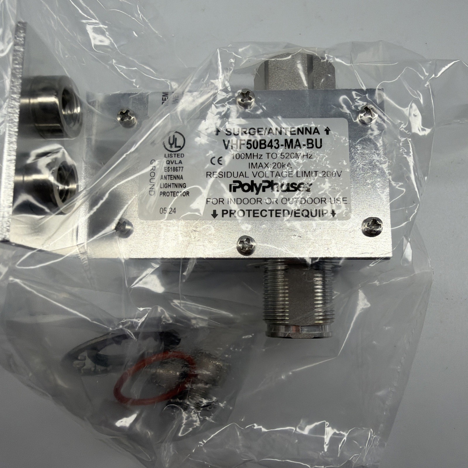 PolyPhaser VHF50B43-MA-BU 4.3-10 M/F COAXIAL RF SURGE PROTECTOR 100MHz NEWSEALED