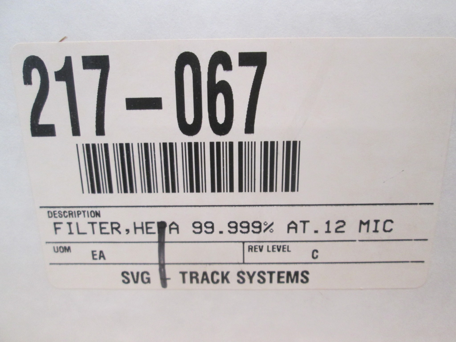 Hepa, Hepa-Pleat, C(10)12EIIUE21/2S, Filter 99.999% At .12 MIC, New