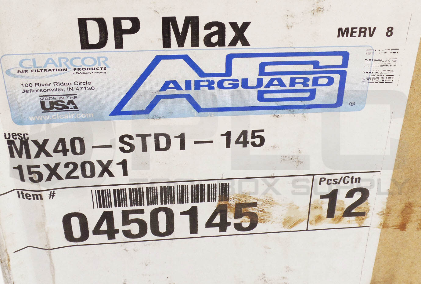 SEALED NEW BOX OF 12 AIR GUARD MX40-STD1-145 AIR FILTER 15X20X1 MERV 8