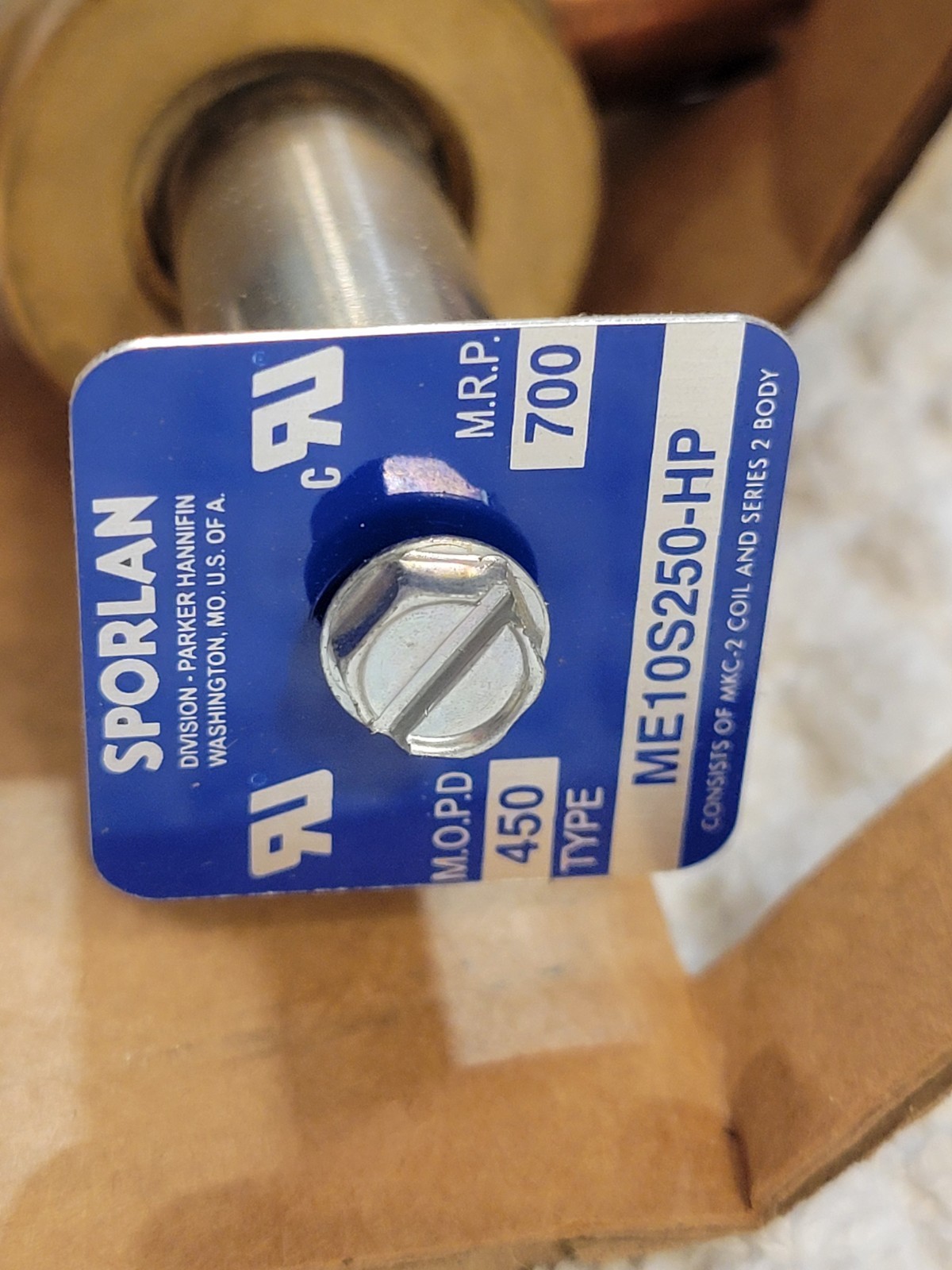 SPORLAN ME10S250-HP SOLENOID VALVE W/OUT COIL 5/8″ ODF NOS NIB MKC-2 New in Box