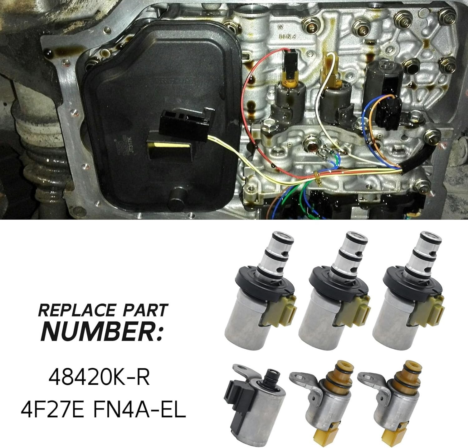 6Pcs Transmission Shift Solenoid Kit EPC PWM 4F27E Replacement for Ford Fiest…