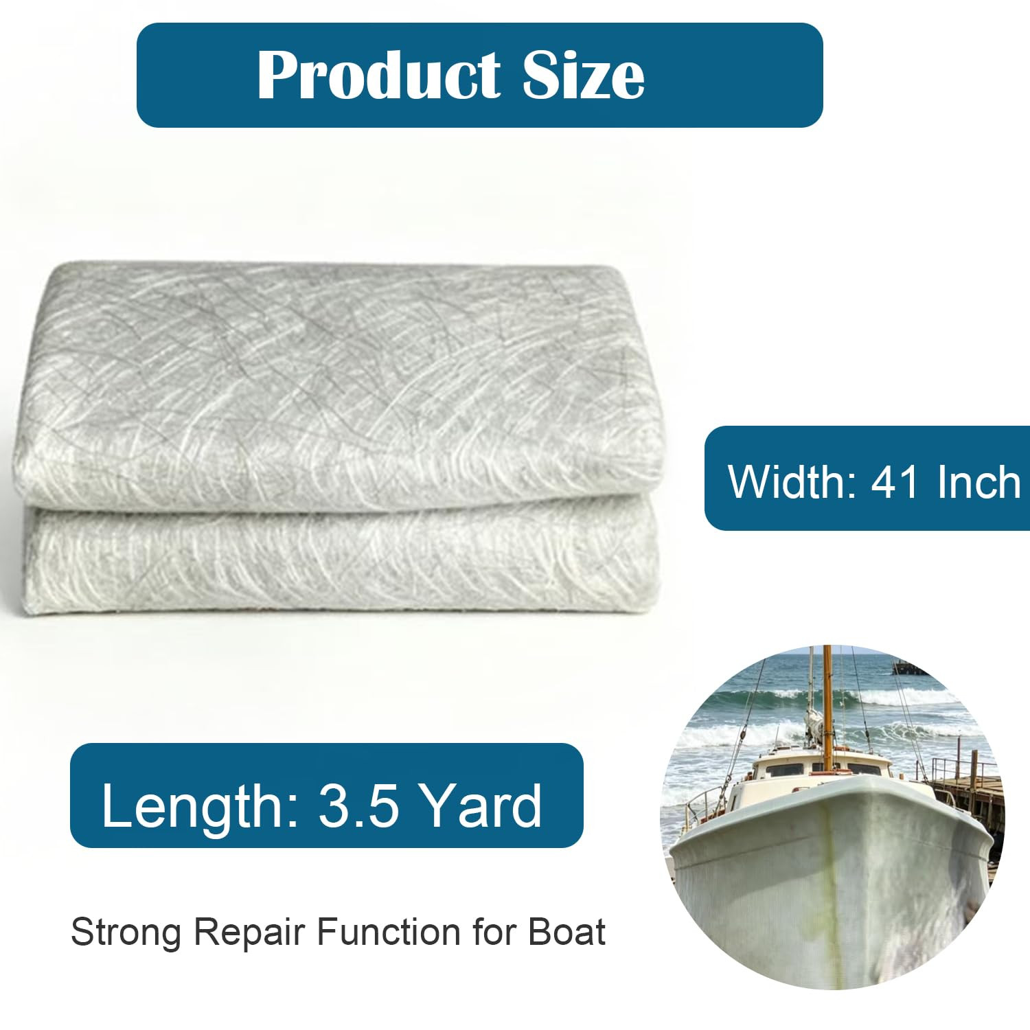 Fiberglass Mat, 3.5 Yards X 41″ Wide Fiberglass Chopped Strand Mat, Strong Repai
