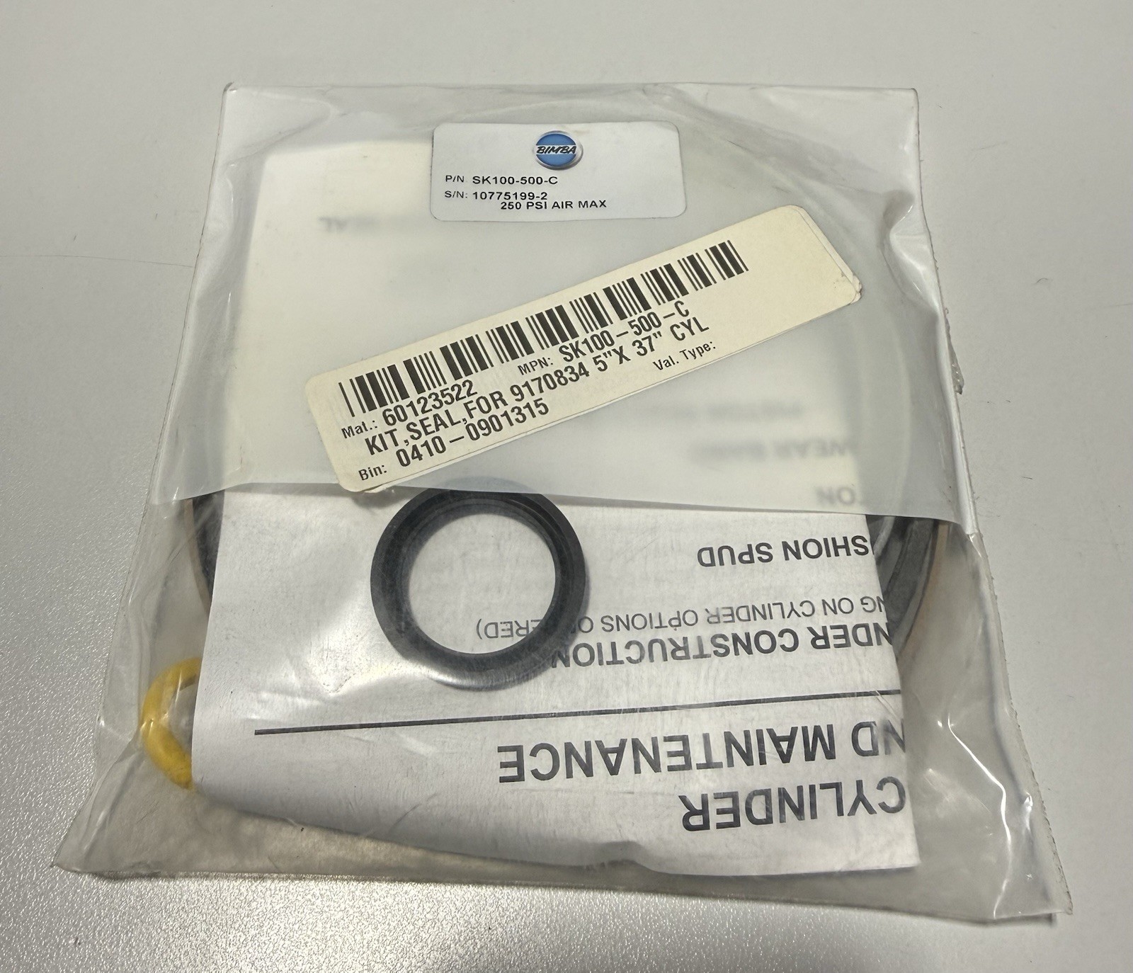 BIMBA 5″ CYLINDER BORE SEAL KIT SK100-500-C *NEW*