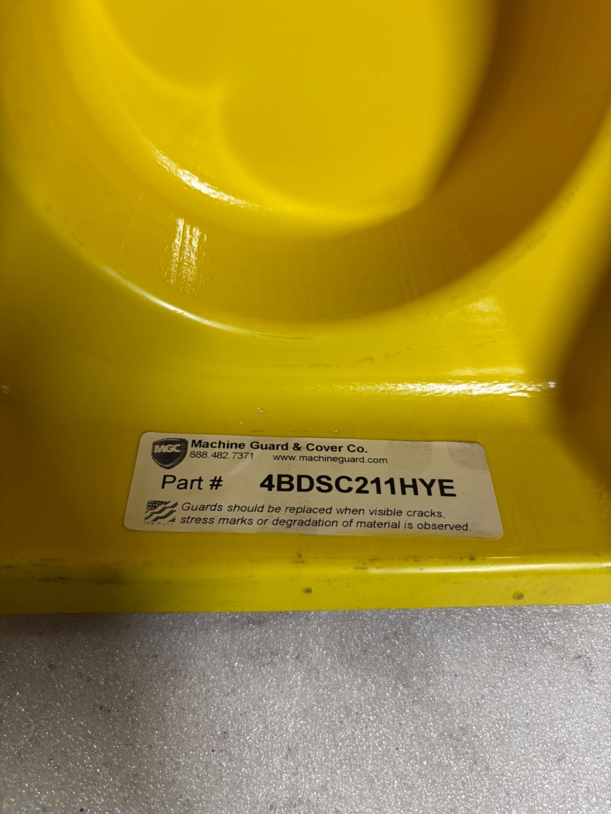 Machine Guard & Cover Co. Part no. 4BDSC211HYE flanged Saftey cover