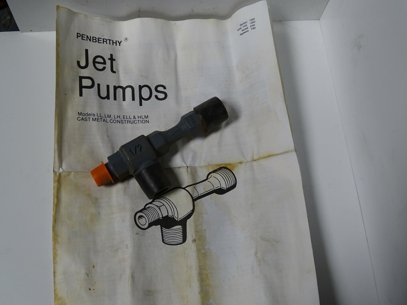 Penberthy Low Head Liquid Motive Jet Pump Bronze DI 3S2 1/2 x 1/2 x 1/4